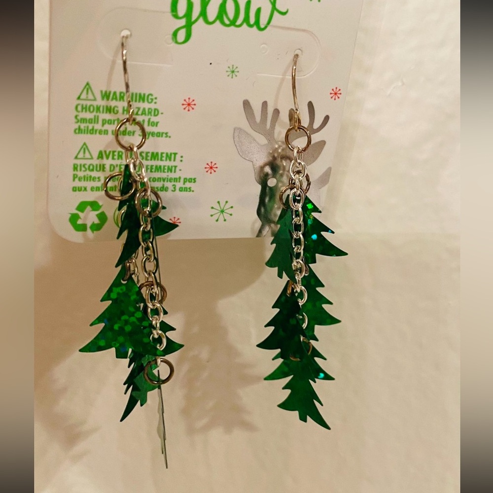 Festive Green Christmas Tree Earrings